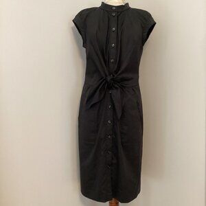 ESCADA MOCK NECK CAP SLEEVE TIE WAIST DRESS in BLACK 36 QUIET LUXURY DESIGNER